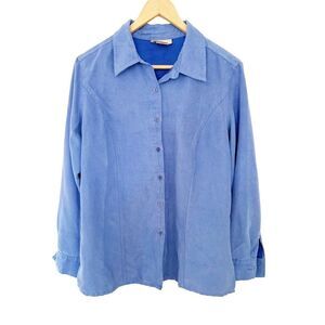 Cotton Ginny Blue Sueded Button Down Shirt